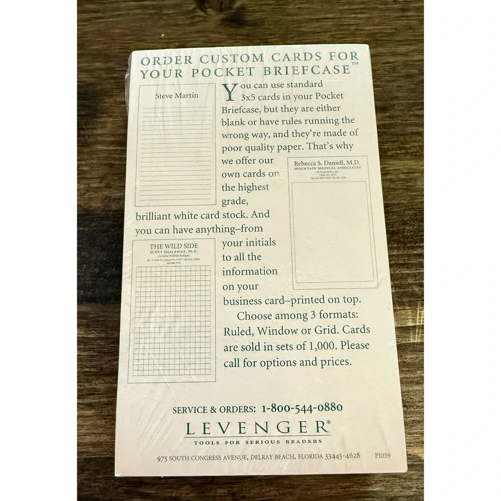 Levenger Pocket Briefcase Ruled Cards 3x5 White NEW Professional Stationery